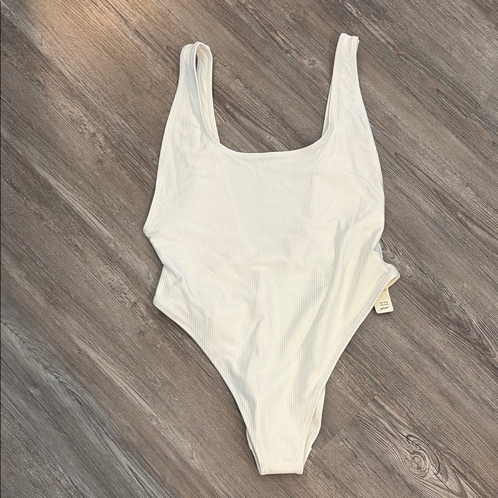 Brand New Aerie White One Piece Swimsuit with Scoop Neckline